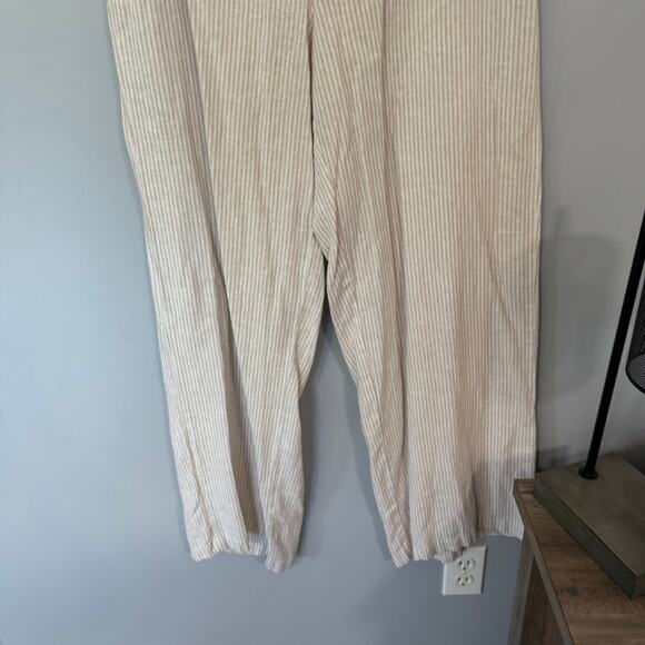 NWT Michael Michael Kors Linen Blend Striped Pull On Pants Women's Size Large - Picture 4 of 8